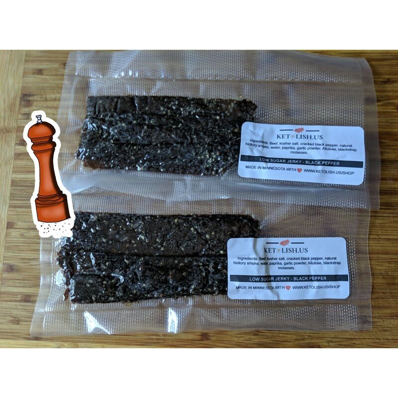Black pepper ground beef jerky from Ketolish